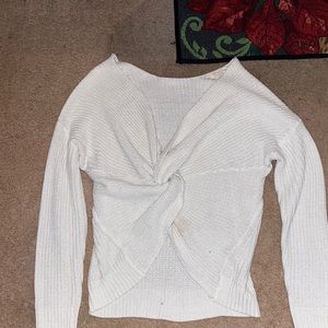 White sparkly knotted in the front sweater
